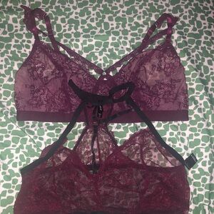 Lace Bralette Set in Burgundy and Black From Torrid